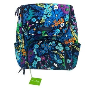 Vera Bradley Midnight Blues Floral Double Zip Backpack Travel School